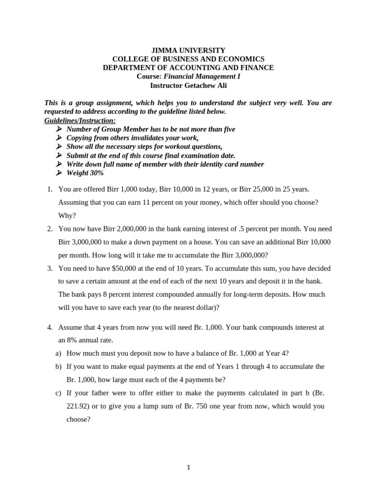 FM I Group Assignment | PDF | Cost Of Capital | Capital Structure