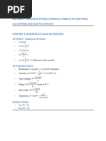 Class 11 Collision Formulas Sheet | PDF | Collision | Physics
