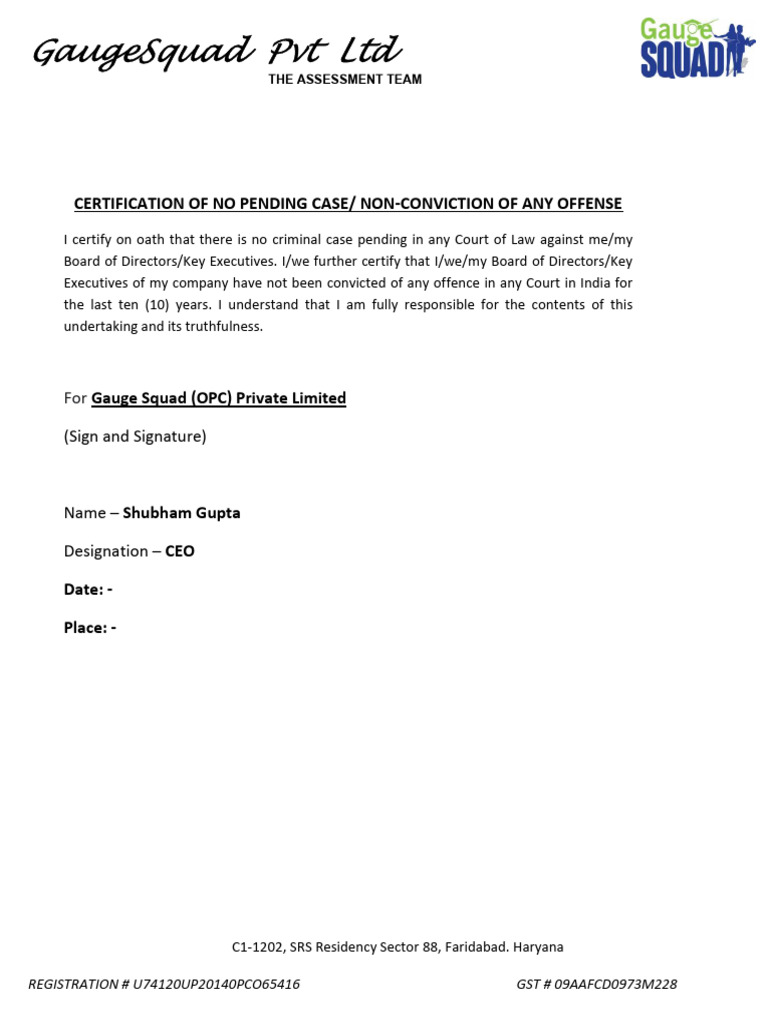 Declaration - No Cases | PDF