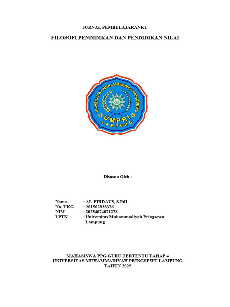 Jurnal Filosofi Pendidikan Dan Pendidikan Nilai - Al Firdaus | PDF