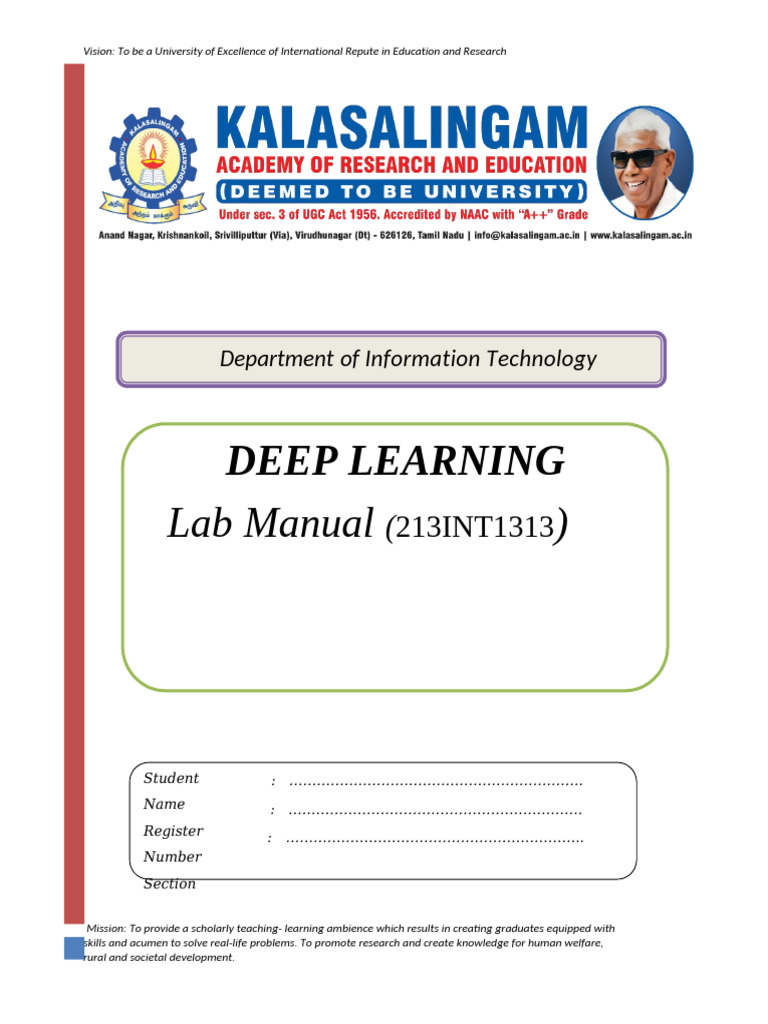 Lab Manual - DL | PDF | Deep Learning | Engineering