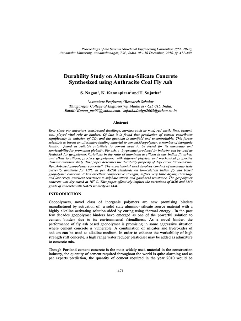 Coal Fly Ash | PDF | Concrete | Cement
