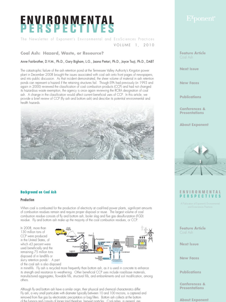 Exponent Newsletter Coal Ash | PDF | Arsenic | Resource Conservation ...