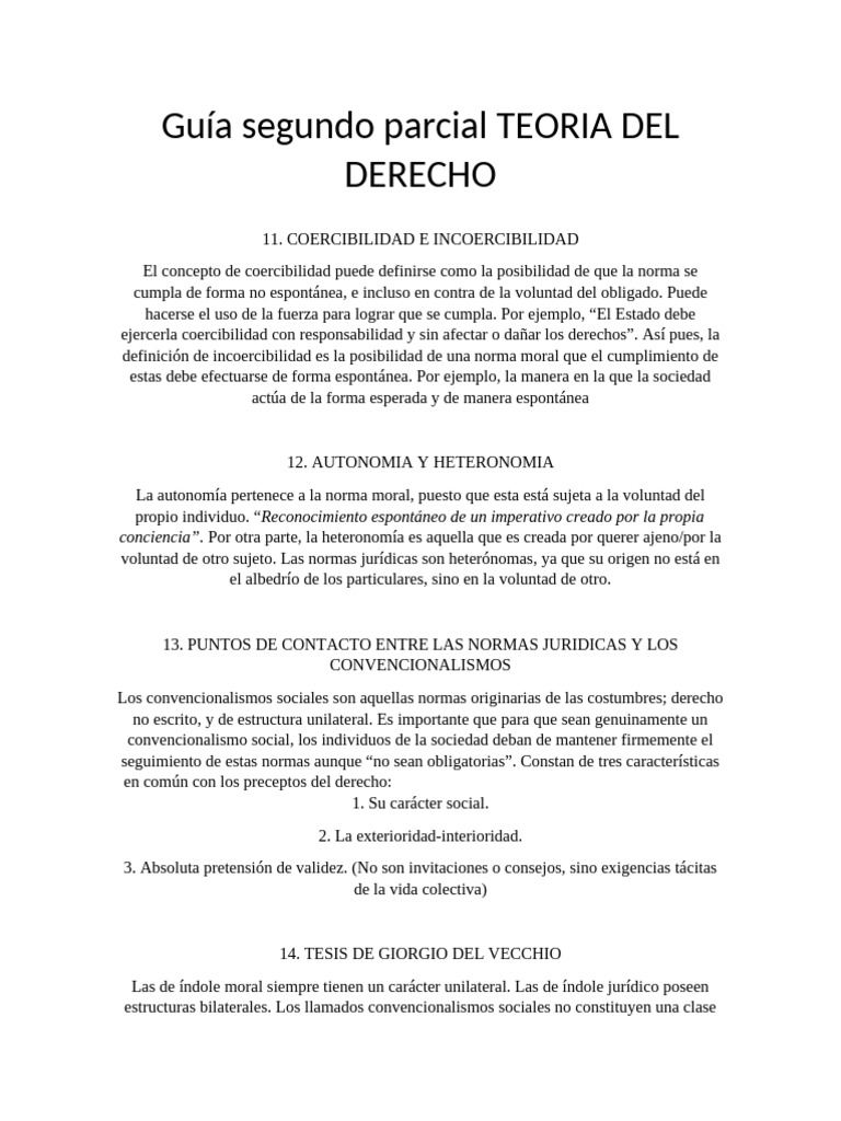 Guía Segundo Parcial Teoria Del Derecho | PDF | Moralidad | Filosofía ...
