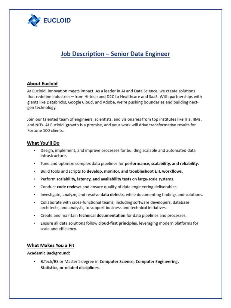 JD - Senior Data Engineer - (3-5yrs) Gurugram | PDF | Cloud Computing ...