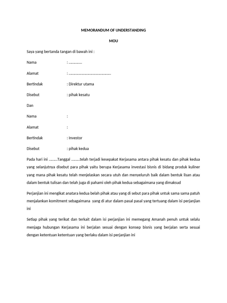 Draft Mou SR | PDF