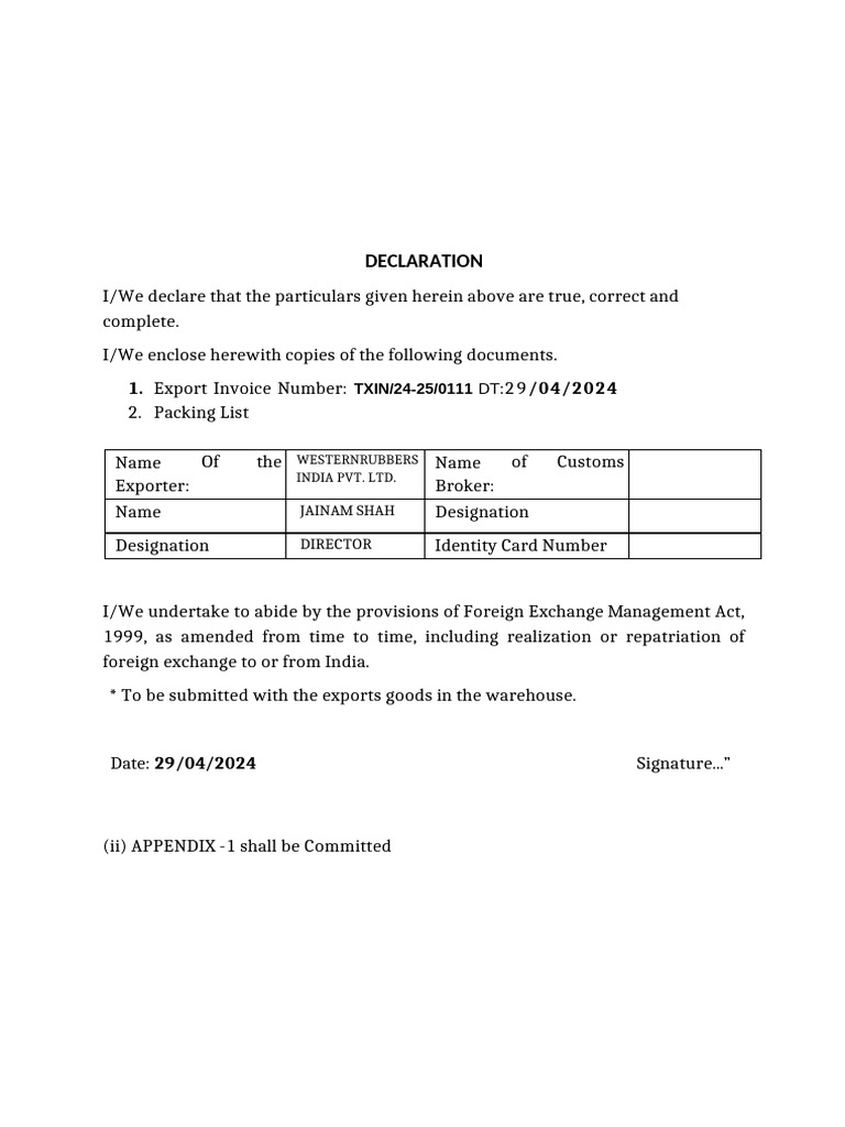 Declaration | PDF