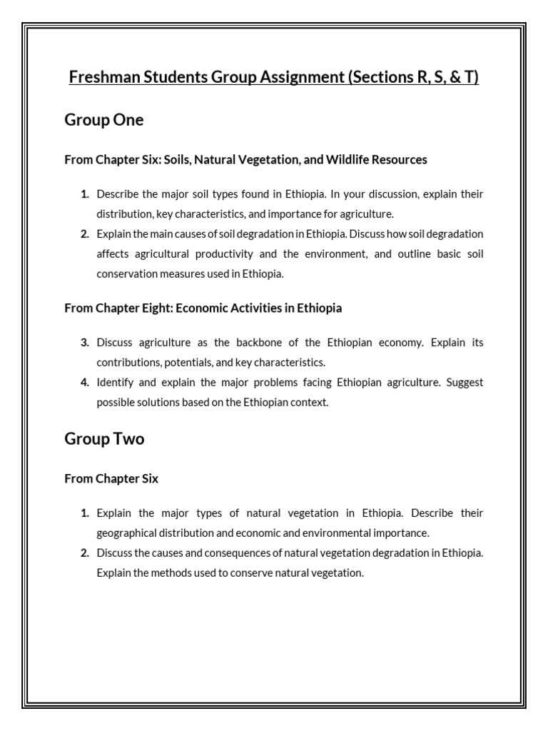 Freshman Students Group Assignment | PDF | Ethiopia | Environmental ...
