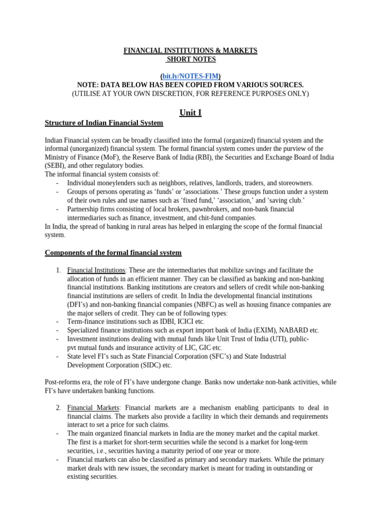 Fmi Notes | PDF | Reserve Bank Of India | Banks