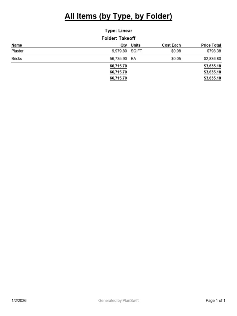 Estimate of Bricks and Plaster | PDF