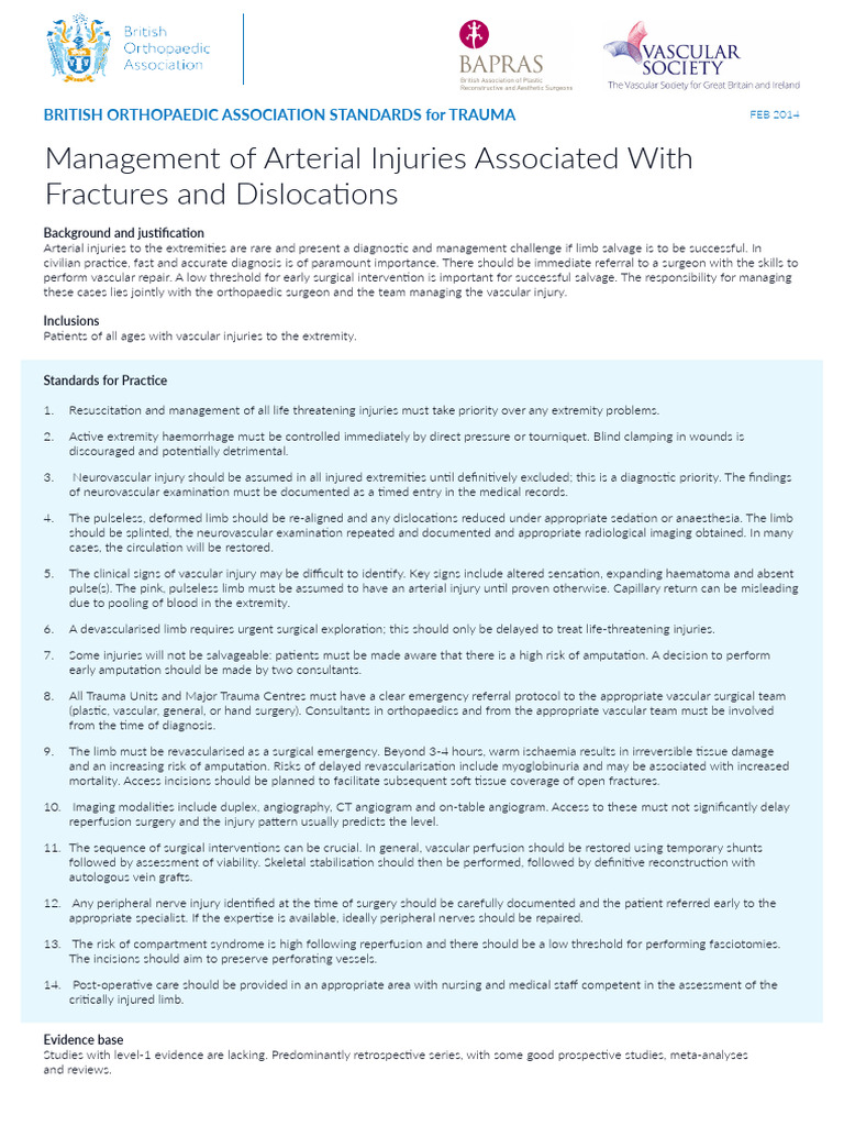 Management of Arterial Injuries Associated With Fractures and ...