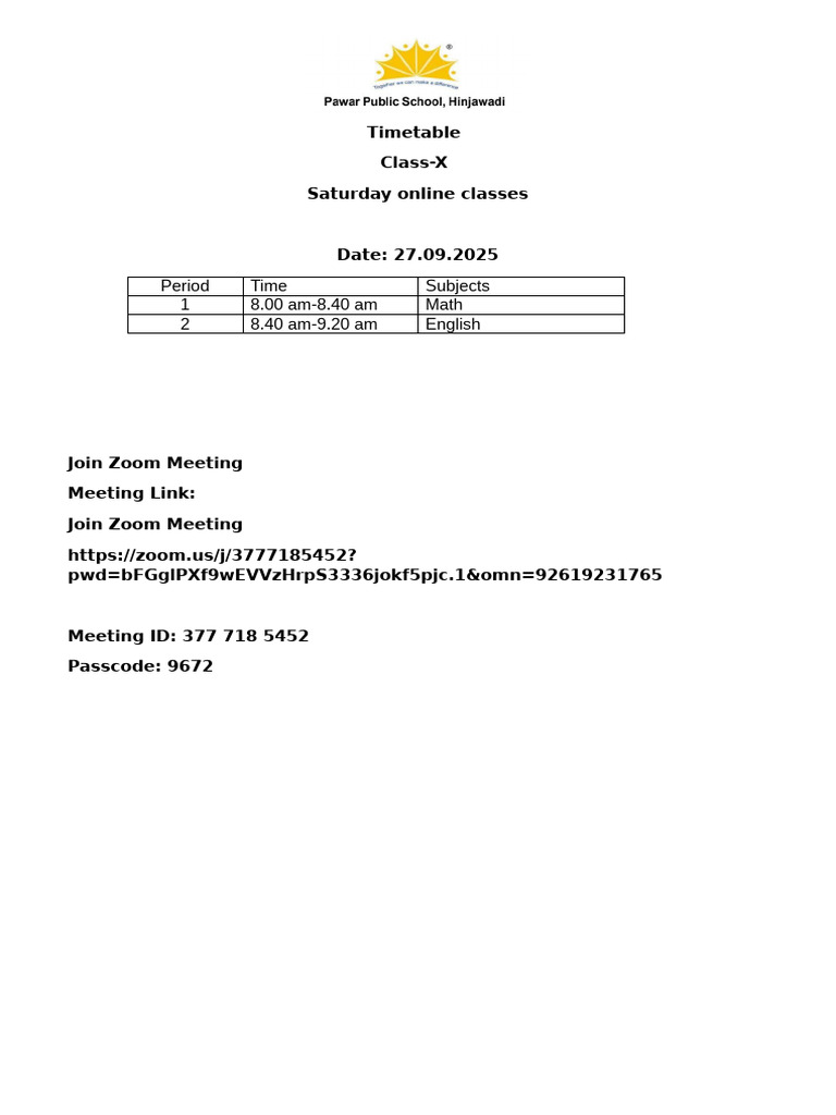 Timetable September$20250924221211 | PDF