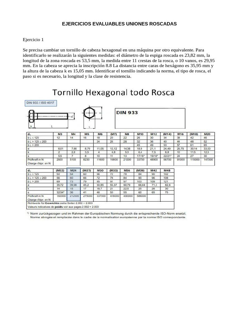6 - Soluciones Ejercicios Uniones Roscadas | PDF | Tornillo ...