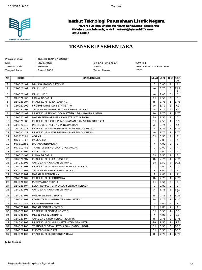 Transkrip | PDF