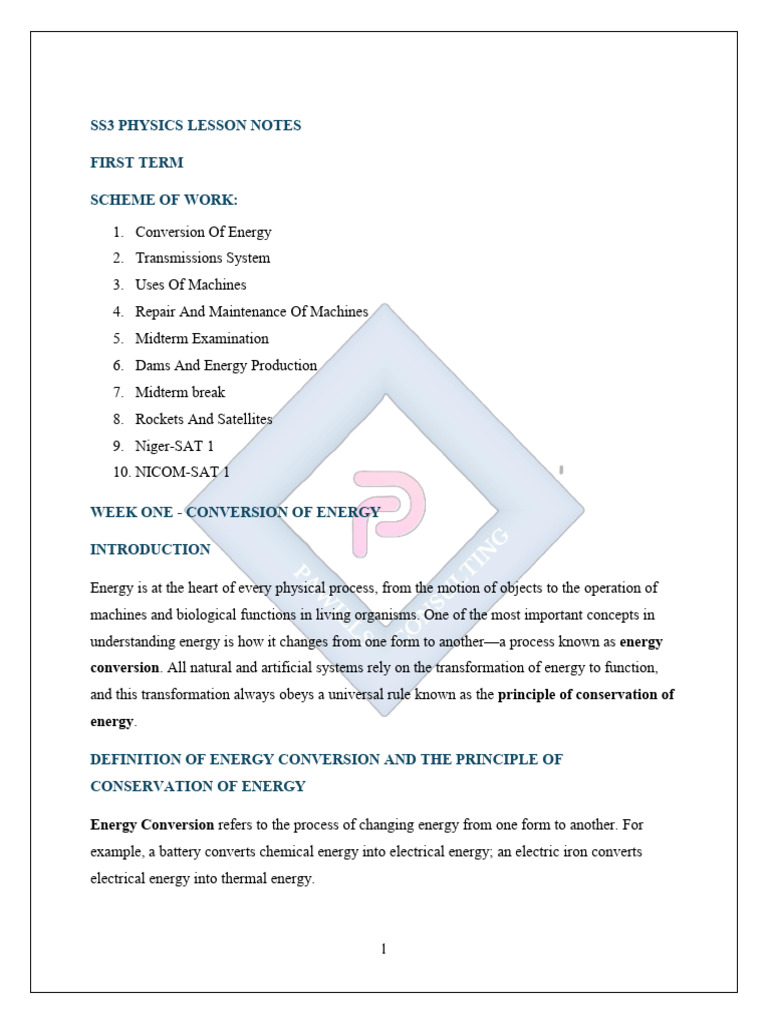 Ss3 Physics Lesson Notes | PDF | Transformer | Electric Power Transmission