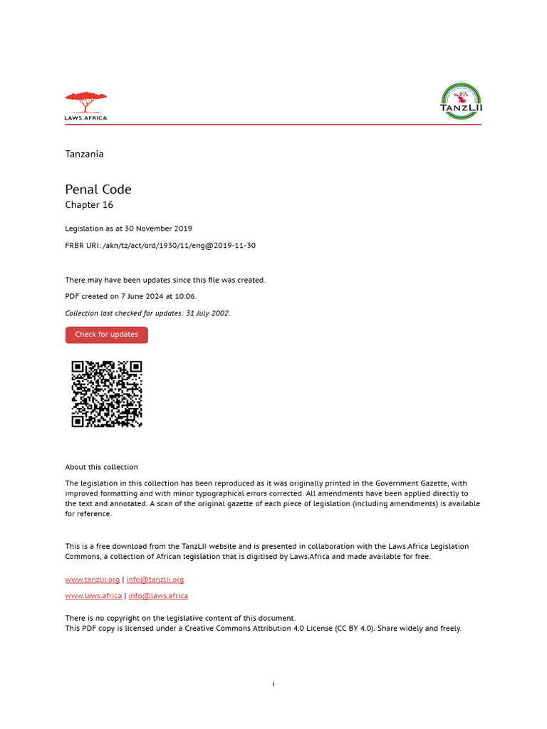 Penal Code Tanzania | PDF | Perjury | Crimes