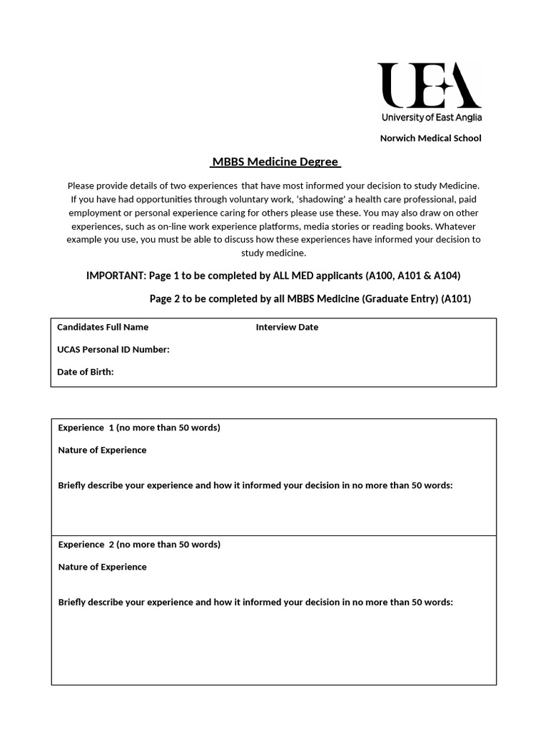 MED Work Experience Record Form | PDF