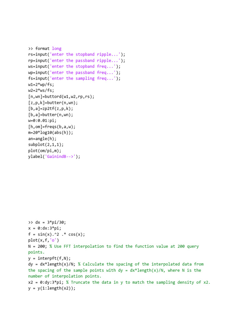 Matlab Code Exp-5 To 12 | PDF | Discrete Fourier Transform | Mathematics