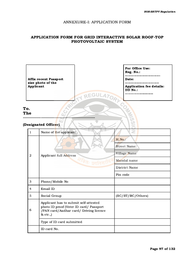 SRTPV Solar Application Form | PDF | Solar Power | Photovoltaic System