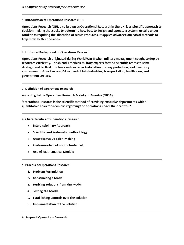 A Complete Study Material For Academic Use | PDF | Operations Research ...