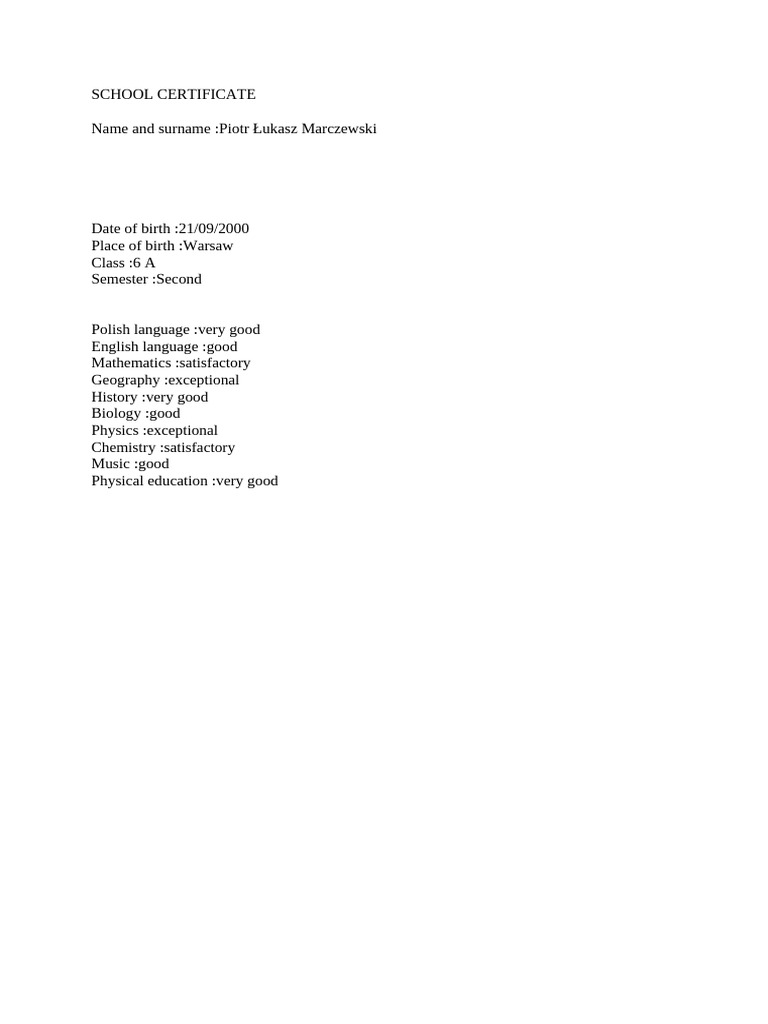 School Certificate | PDF