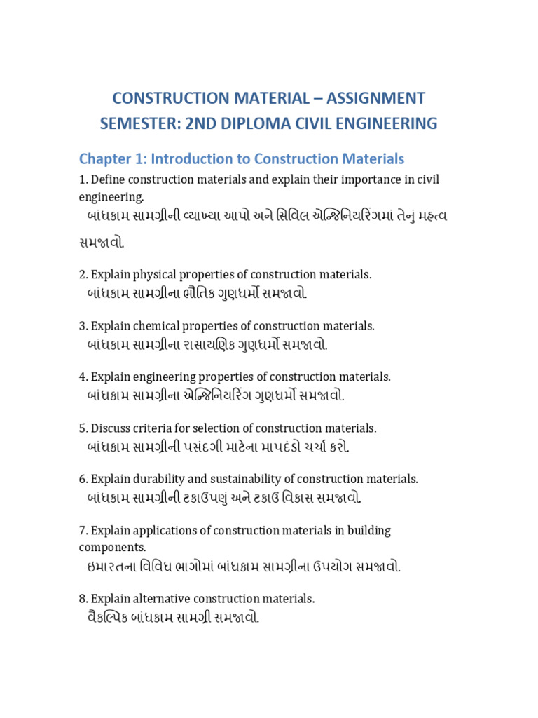 Construction Material Assignment 1769759565 | PDF