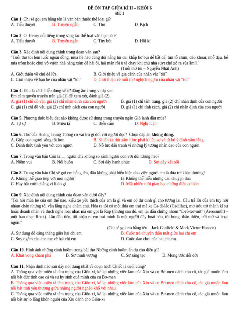 Đề ôn tập GK 2 | PDF