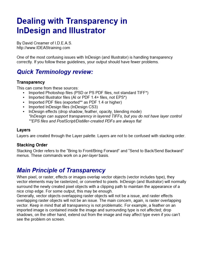 In Design Transparency Tips | PDF | Adobe Photoshop | Adobe Illustrator