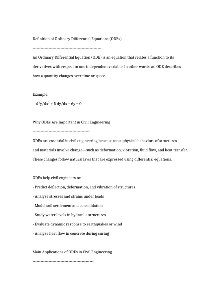 ODE in Civil Engineering | PDF