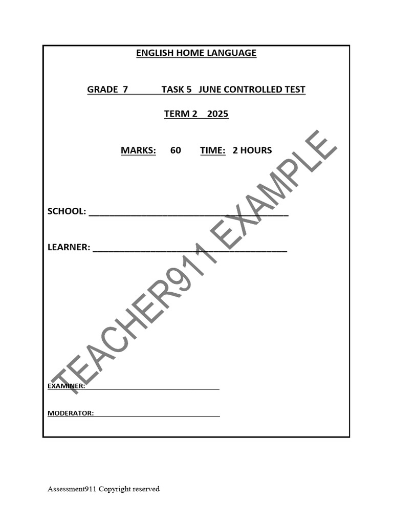 23 - 24 Col 2025 7eng HL T2 Task 5 June Controlled Test | PDF ...
