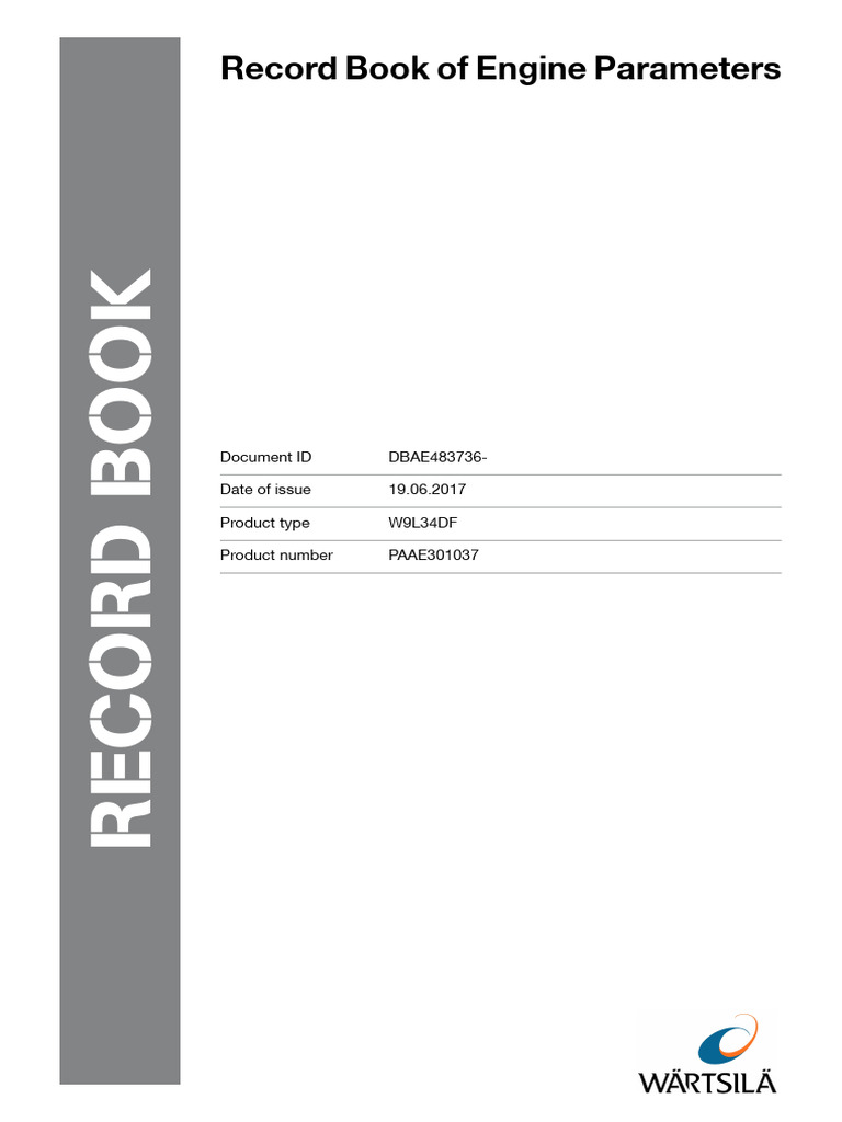 Record Book of Engine Parameters, W9L34DF, PAAE301037 | PDF | Engines ...