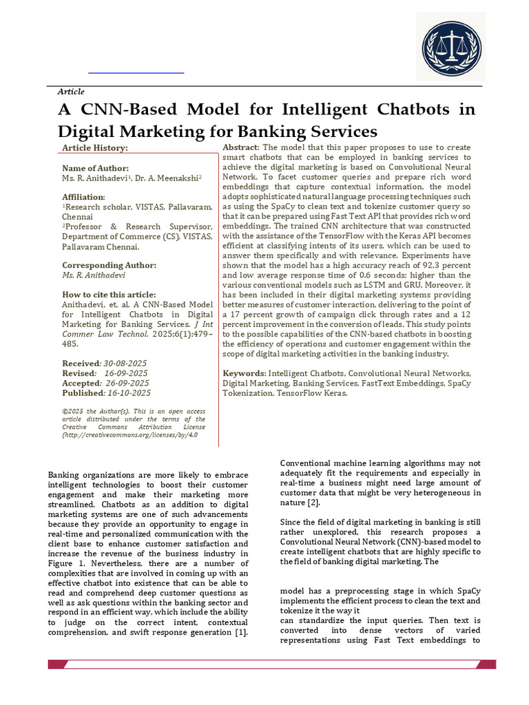 A CNN-Based Model For Intelligent Chatbots in Digital Marketing For ...