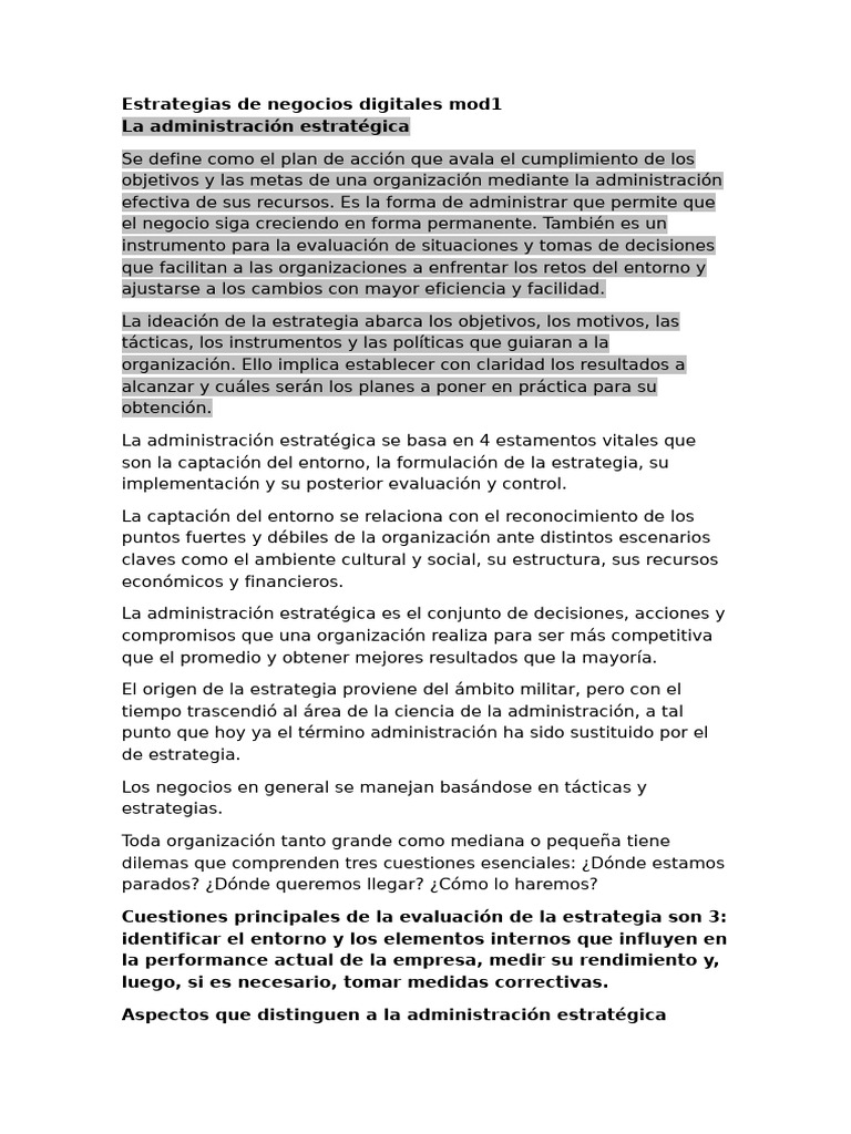 Estrategias de Negocios Digitales y Globales Mod 1 y 2 | PDF ...