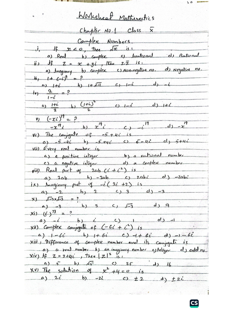 Worksheet Chapter 1 Maths | PDF
