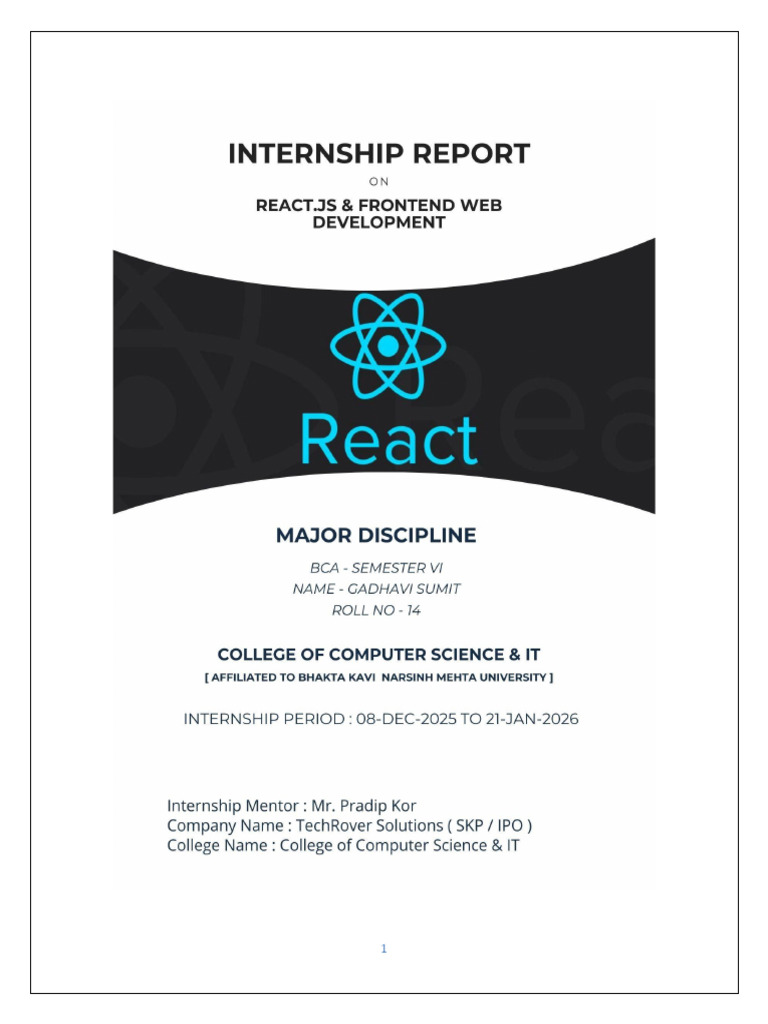 Internship Report Template BCA React | PDF | Systems Architecture ...