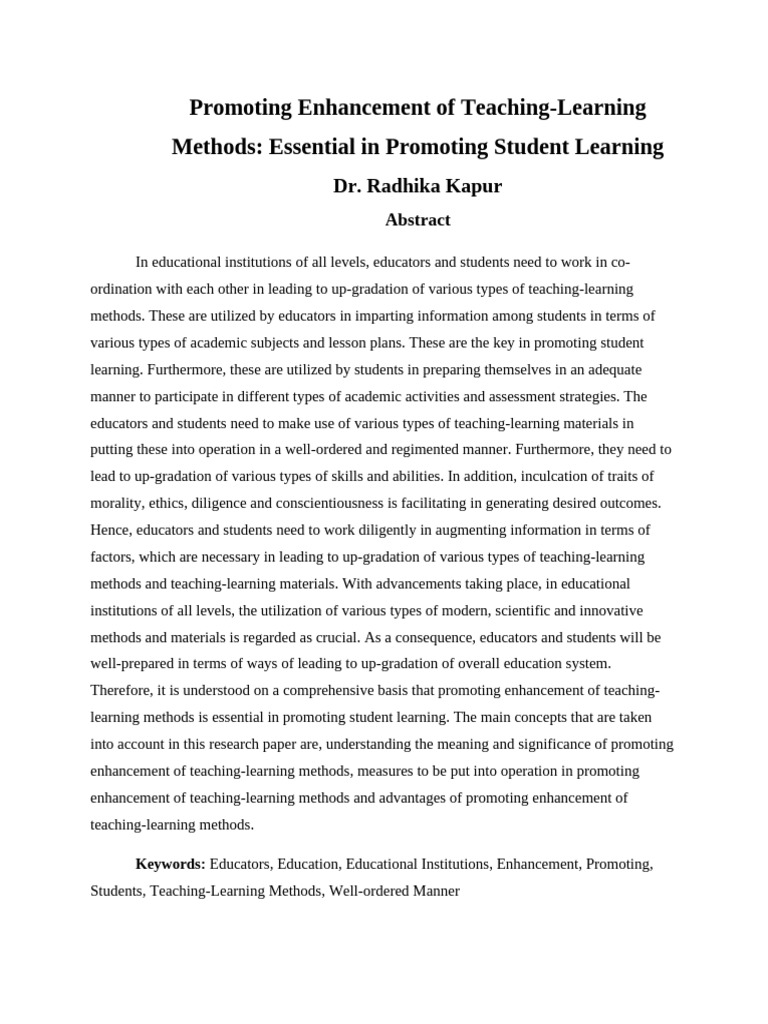 Promoting Enhancement of Teaching 22 | PDF | Lesson Plan | Teachers