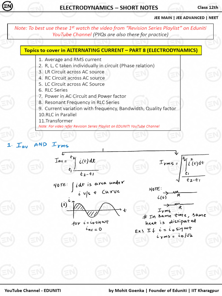 O. Electrodynamics Short Notes - Eduniti - Compressed-Part-8 | PDF ...