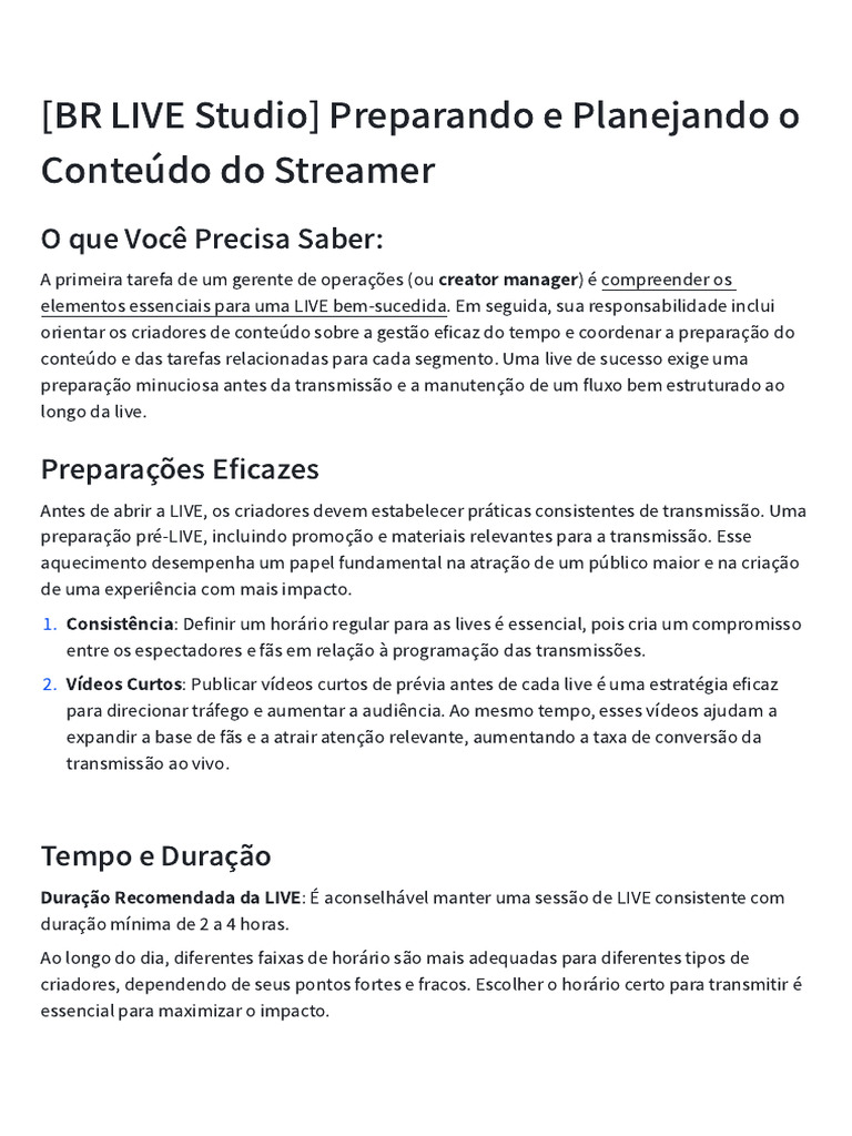 (BR LIVE Studio) Preparando e Planejando o Conteúdo Do Streamer | PDF ...