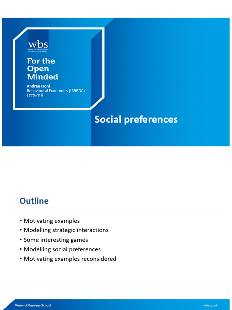IB9BD0 Lecture 8 Social Preferences | PDF | Game Theory | Mathematical ...
