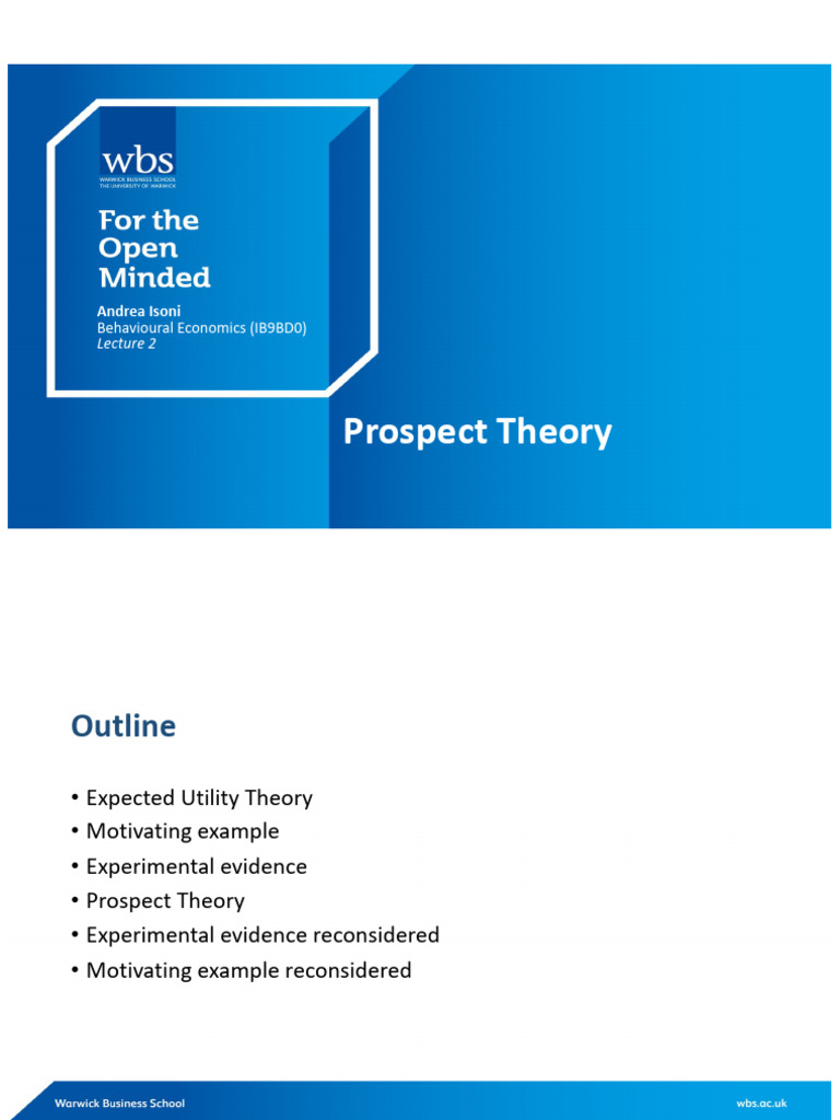 IB9BD0 Lecture 2 Prospect Theory | PDF | Utility | Evidence