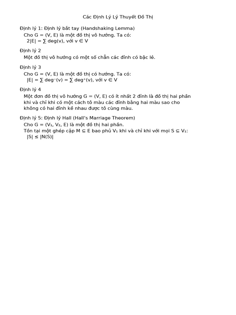 Dinh Ly Ly Thuyet Do Thi | PDF