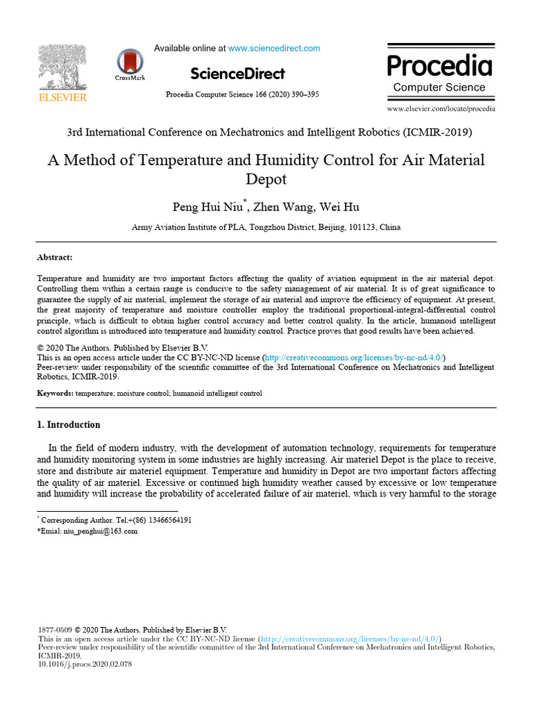 A Method of Temperature and Humidity Control For Ai 2020 Procedia ...