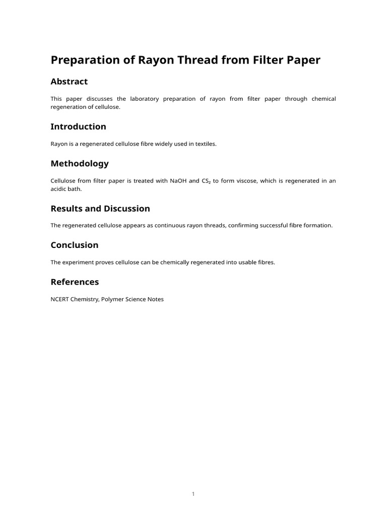 Rayon From Filter Paper - Research Paper | PDF