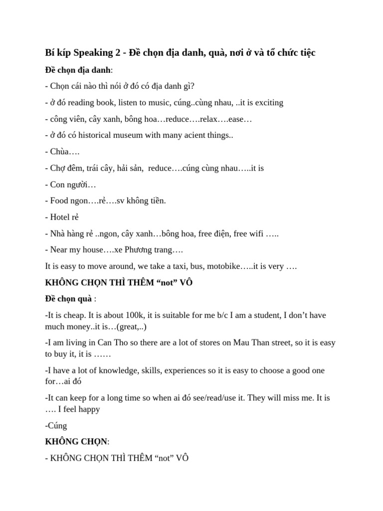 Bí Kíp Speaking 2 | PDF
