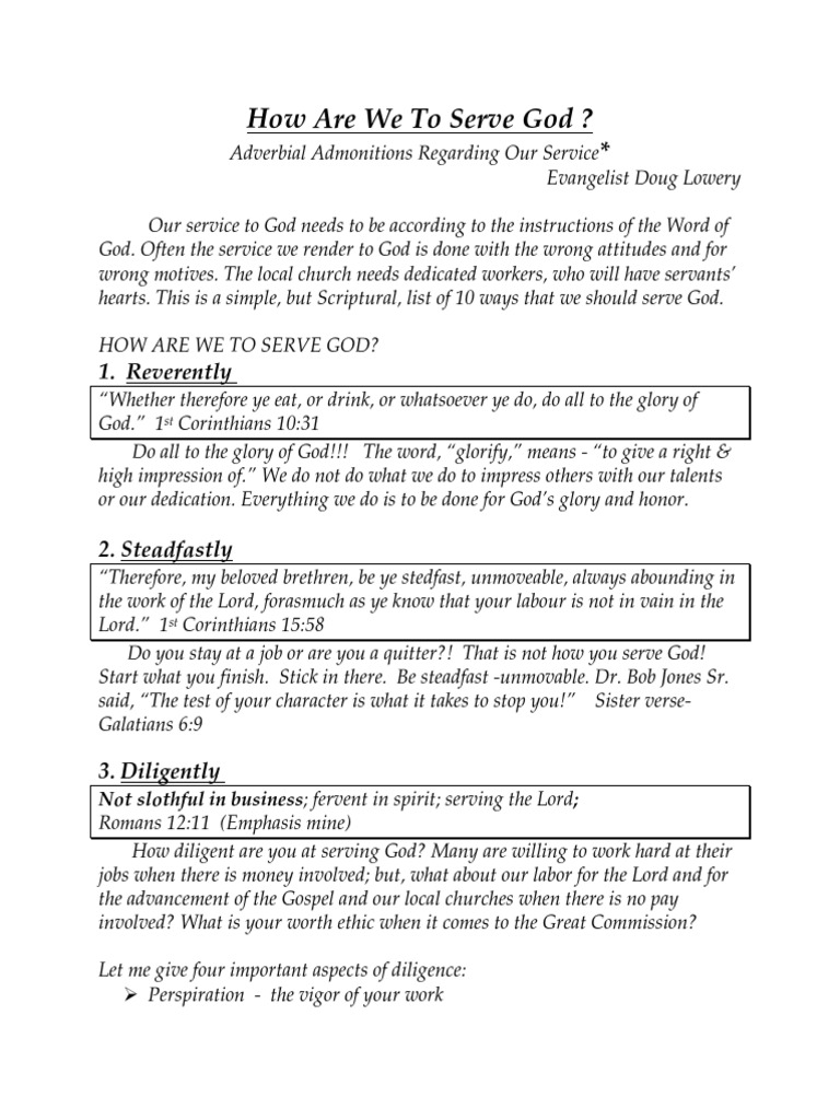 How Are We To Serve God | PDF | Jesus