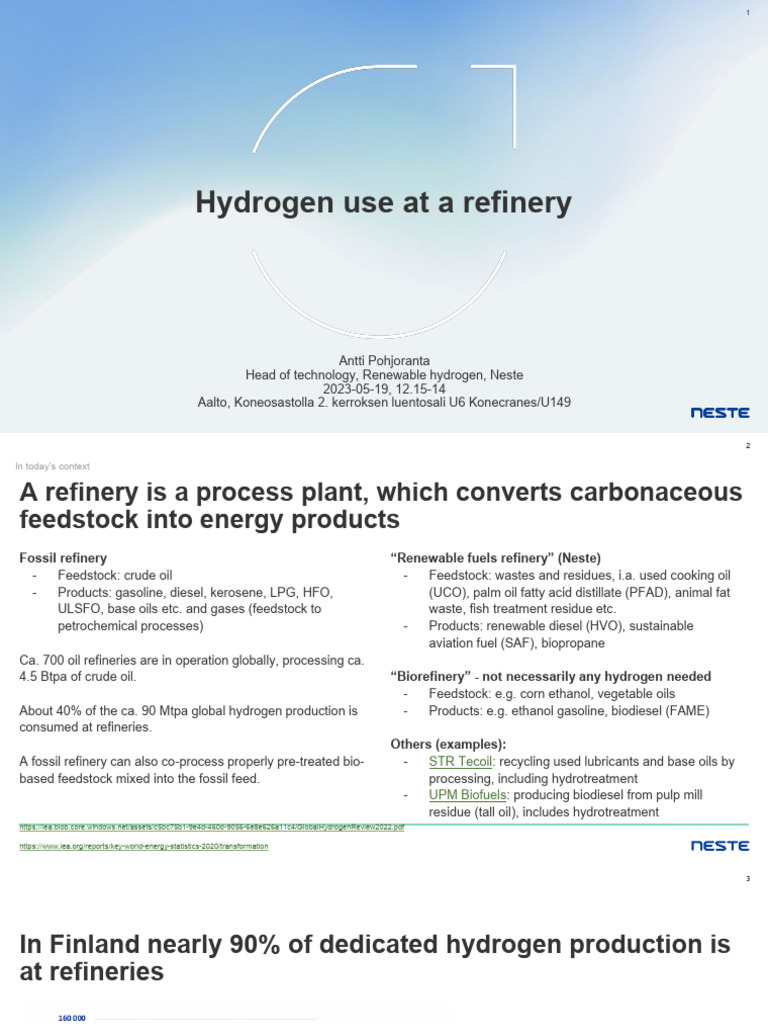 Hydrogen in Refinery Use - Student Handouts (2427) | PDF | Cracking ...