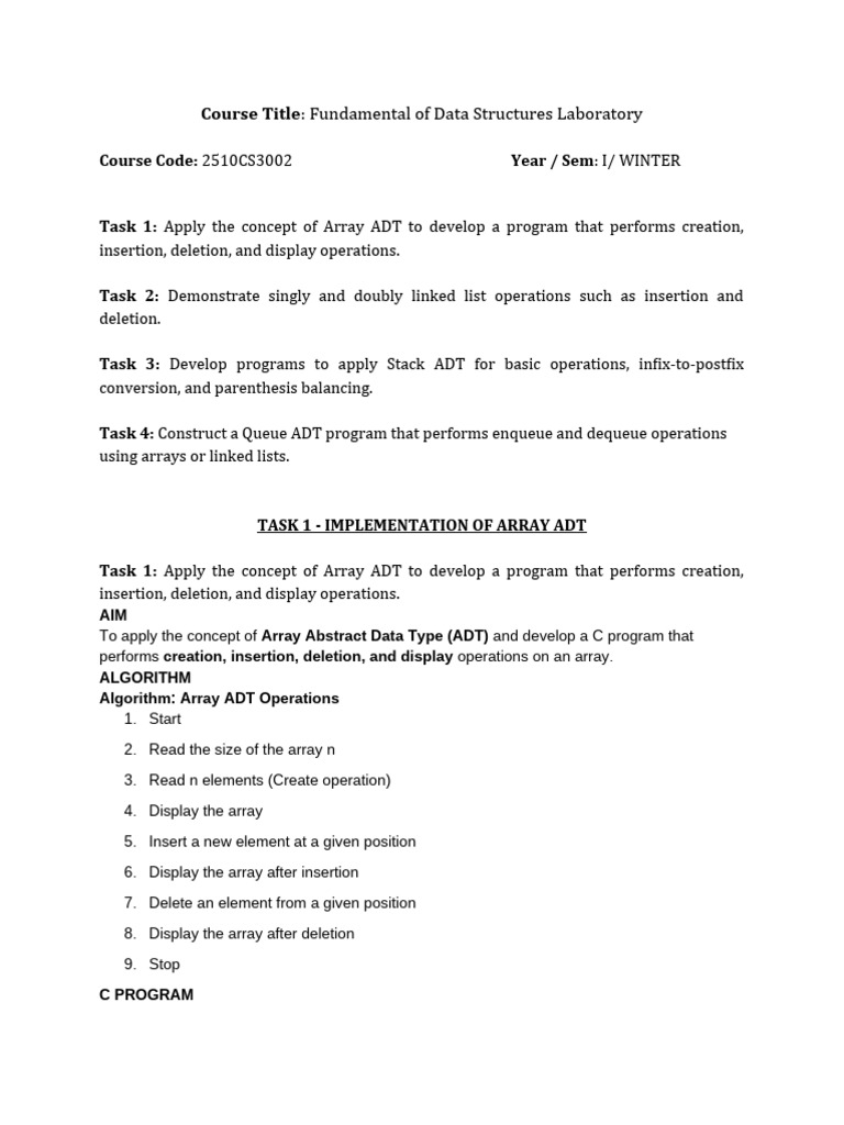 Updated FDS LAB Task 1 To 3 | PDF | Computer Data | Computer Engineering