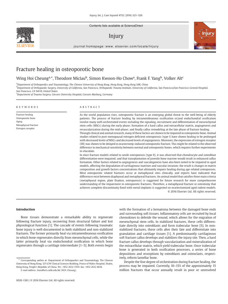 2016 47 S2 Fracture Healing in Osteoporotic Bone | PDF | Osteoporosis ...