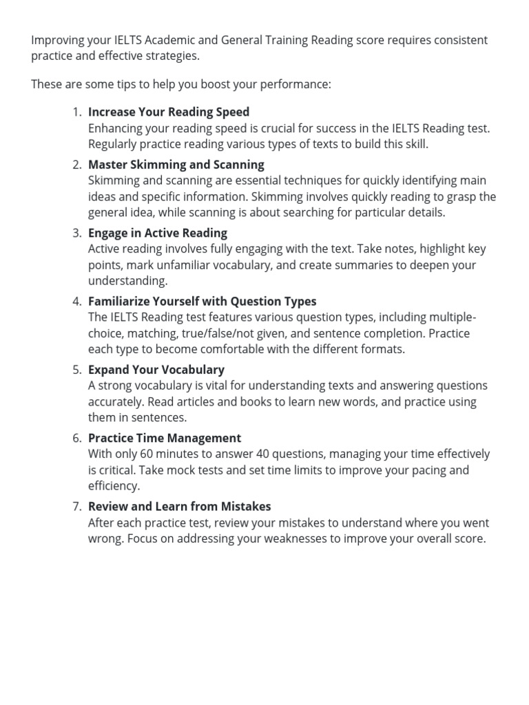 Improve Reading Score | PDF