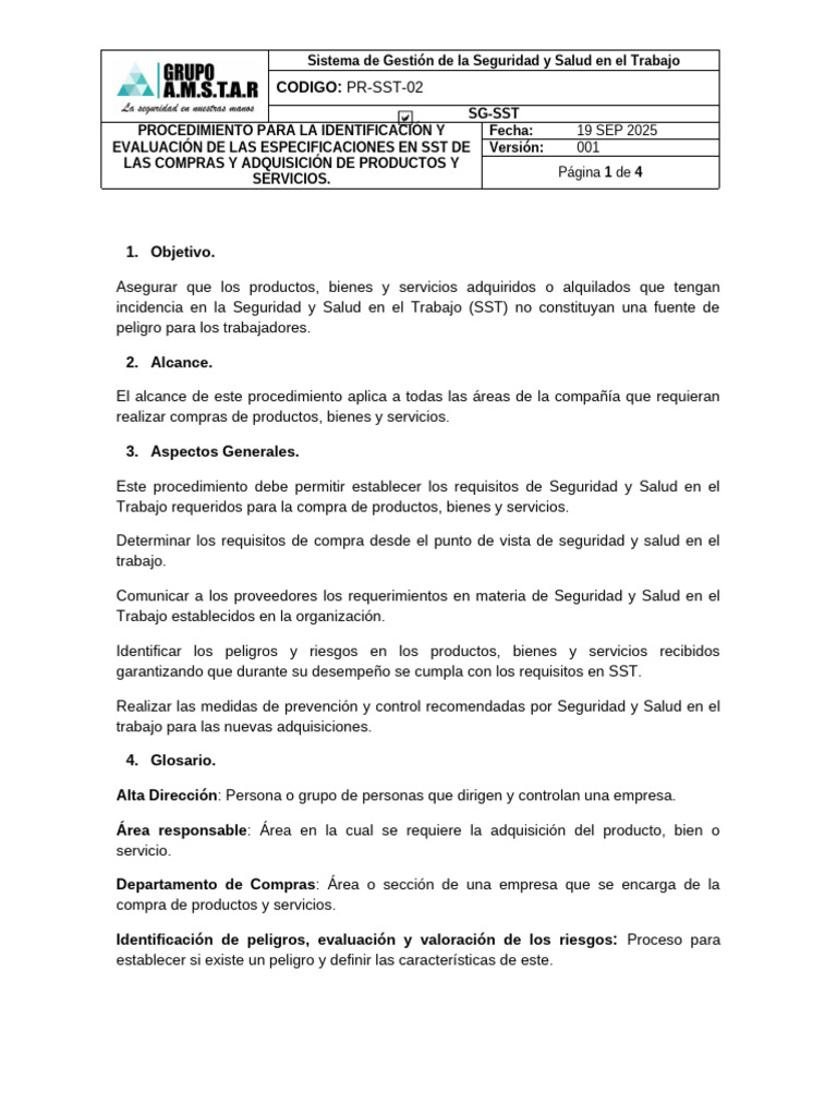 Pr-sst-02 Procedimiento para La Adquisicion y Compra de Productos y ...